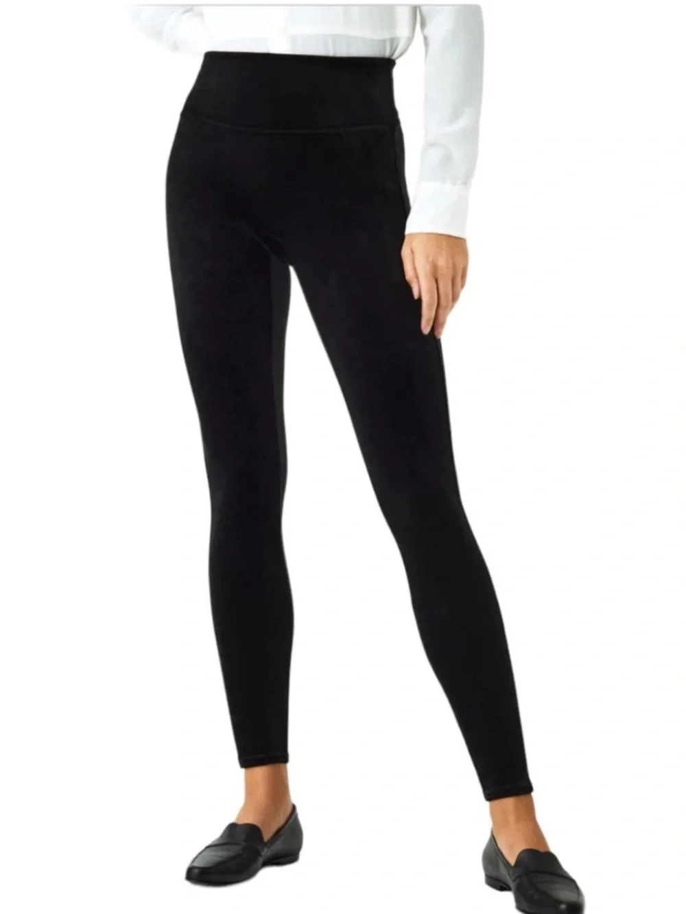SPANX VELVET LEGGINGS BLACK STRETCHY HIGH WAIST SZ MD LIKE NEW